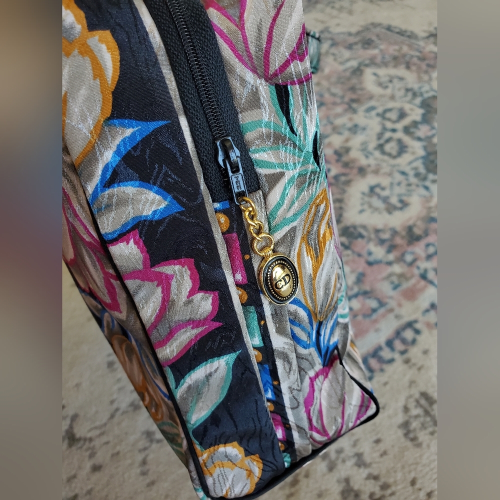 Vintage Christian Dior Floral Print Multi Color Zip Around Bag NWT Designer Boho - Picture 3 of 16